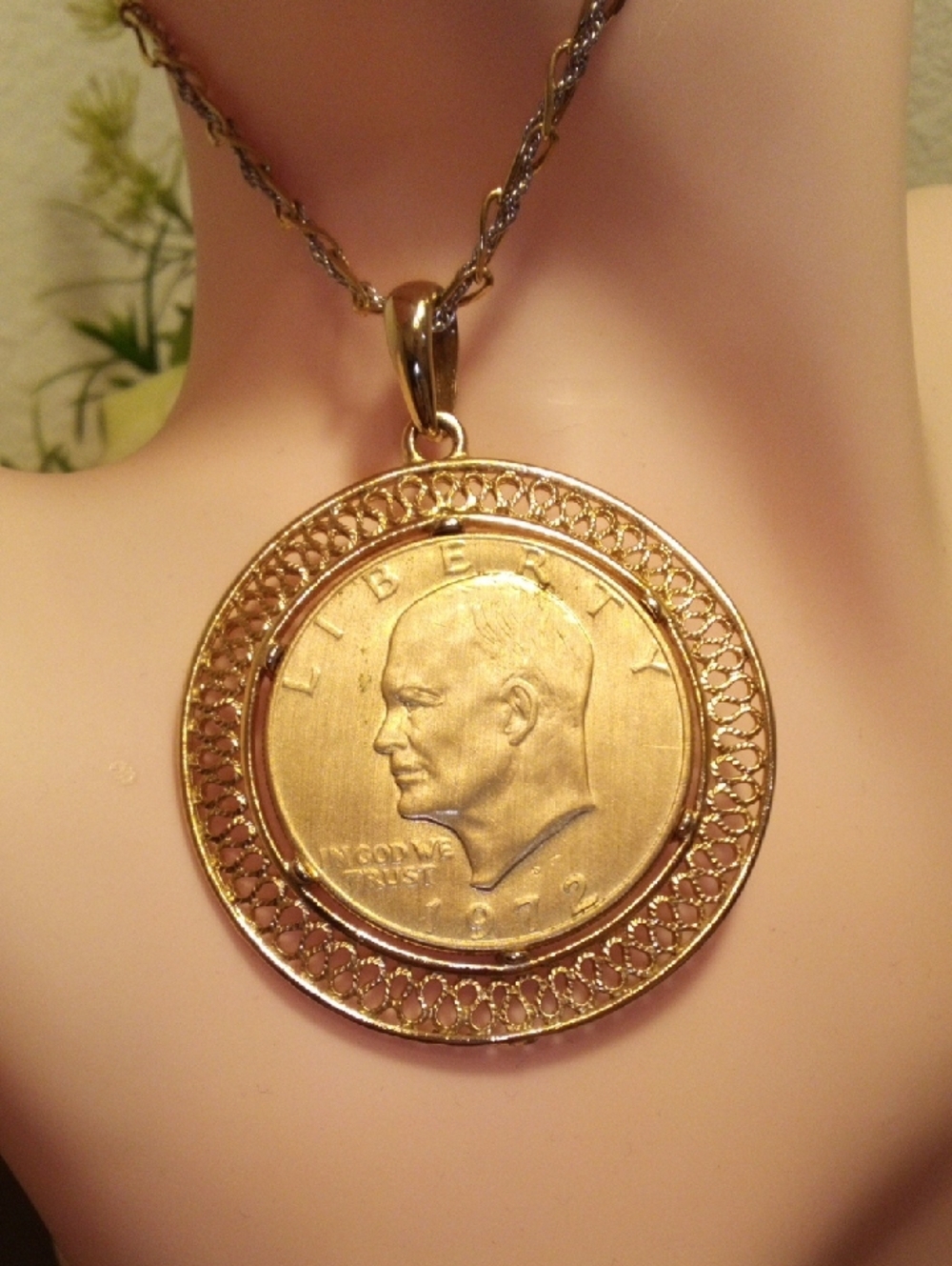 Gold-Tone Coin Medallion Pendant Necklace - Women's Gold Fashion Jewelry - Picture 2 of 5